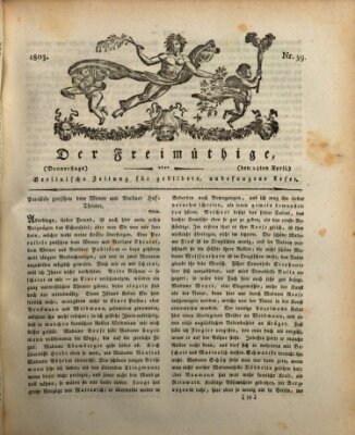 Der Freimüthige oder Berlinische Zeitung für gebildete, unbefangene Leser (Der Freimüthige oder Unterhaltungsblatt für gebildete, unbefangene Leser) Donnerstag 14. April 1803