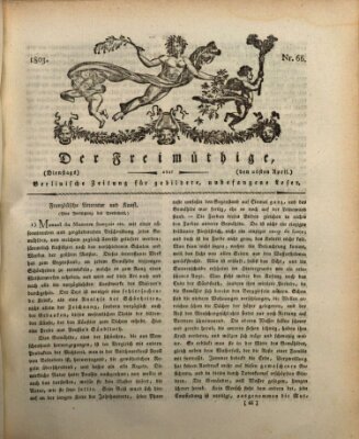 Der Freimüthige oder Berlinische Zeitung für gebildete, unbefangene Leser (Der Freimüthige oder Unterhaltungsblatt für gebildete, unbefangene Leser) Dienstag 26. April 1803