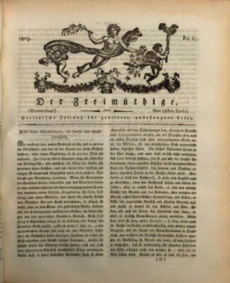 Der Freimüthige oder Berlinische Zeitung für gebildete, unbefangene Leser (Der Freimüthige oder Unterhaltungsblatt für gebildete, unbefangene Leser) Donnerstag 28. April 1803