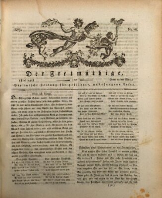 Der Freimüthige oder Berlinische Zeitung für gebildete, unbefangene Leser (Der Freimüthige oder Unterhaltungsblatt für gebildete, unbefangene Leser) Freitag 13. Mai 1803