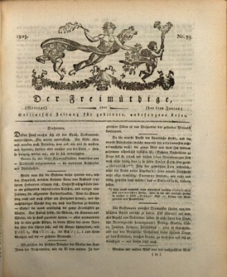 Der Freimüthige oder Berlinische Zeitung für gebildete, unbefangene Leser (Der Freimüthige oder Unterhaltungsblatt für gebildete, unbefangene Leser) Montag 6. Juni 1803