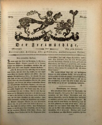 Der Freimüthige oder Berlinische Zeitung für gebildete, unbefangene Leser (Der Freimüthige oder Unterhaltungsblatt für gebildete, unbefangene Leser) Montag 13. Juni 1803