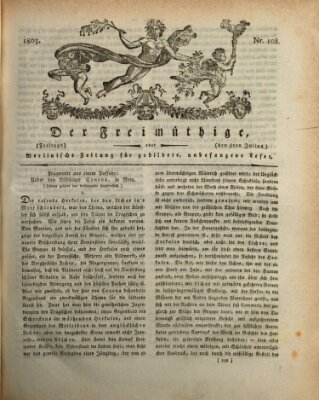 Der Freimüthige oder Berlinische Zeitung für gebildete, unbefangene Leser (Der Freimüthige oder Unterhaltungsblatt für gebildete, unbefangene Leser) Freitag 8. Juli 1803