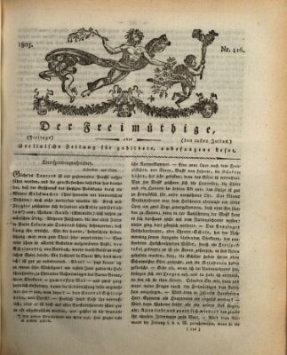 Der Freimüthige oder Berlinische Zeitung für gebildete, unbefangene Leser (Der Freimüthige oder Unterhaltungsblatt für gebildete, unbefangene Leser) Freitag 22. Juli 1803