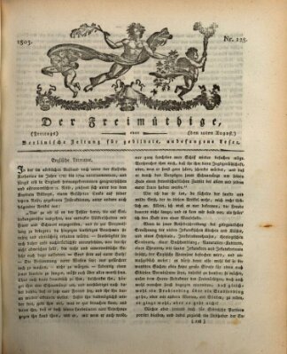 Der Freimüthige oder Berlinische Zeitung für gebildete, unbefangene Leser (Der Freimüthige oder Unterhaltungsblatt für gebildete, unbefangene Leser) Freitag 12. August 1803