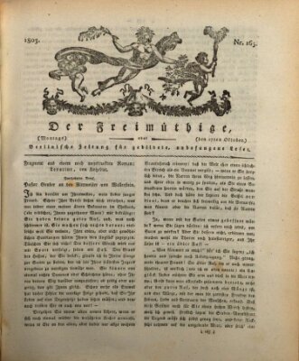 Der Freimüthige oder Berlinische Zeitung für gebildete, unbefangene Leser (Der Freimüthige oder Unterhaltungsblatt für gebildete, unbefangene Leser) Montag 17. Oktober 1803