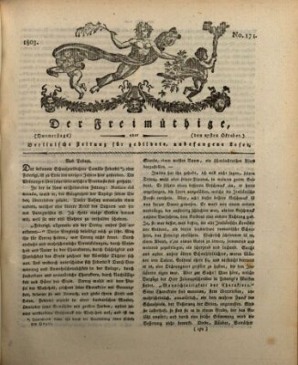 Der Freimüthige oder Berlinische Zeitung für gebildete, unbefangene Leser (Der Freimüthige oder Unterhaltungsblatt für gebildete, unbefangene Leser) Donnerstag 27. Oktober 1803