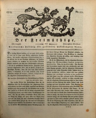 Der Freimüthige oder Berlinische Zeitung für gebildete, unbefangene Leser (Der Freimüthige oder Unterhaltungsblatt für gebildete, unbefangene Leser) Freitag 28. Oktober 1803