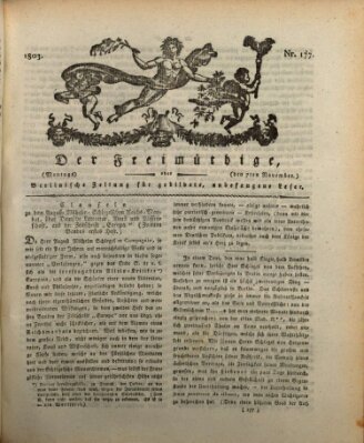 Der Freimüthige oder Berlinische Zeitung für gebildete, unbefangene Leser (Der Freimüthige oder Unterhaltungsblatt für gebildete, unbefangene Leser) Montag 7. November 1803