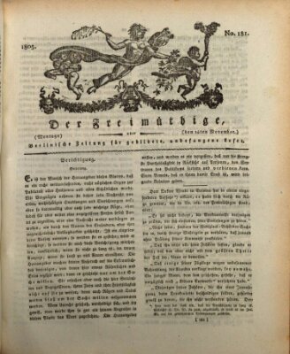 Der Freimüthige oder Berlinische Zeitung für gebildete, unbefangene Leser (Der Freimüthige oder Unterhaltungsblatt für gebildete, unbefangene Leser) Montag 14. November 1803