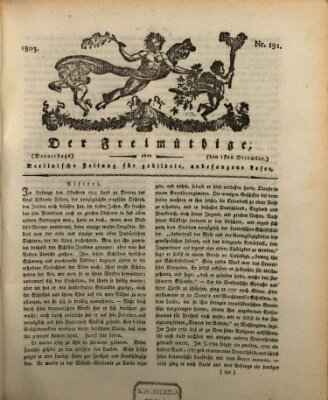 Der Freimüthige oder Berlinische Zeitung für gebildete, unbefangene Leser (Der Freimüthige oder Unterhaltungsblatt für gebildete, unbefangene Leser) Donnerstag 1. Dezember 1803