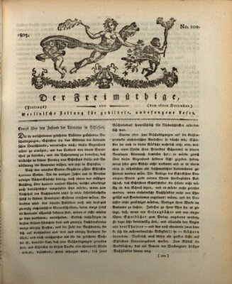 Der Freimüthige oder Berlinische Zeitung für gebildete, unbefangene Leser (Der Freimüthige oder Unterhaltungsblatt für gebildete, unbefangene Leser) Freitag 16. Dezember 1803