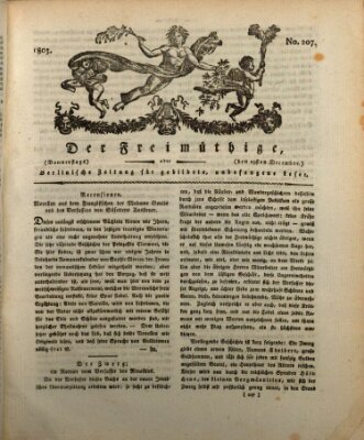 Der Freimüthige oder Berlinische Zeitung für gebildete, unbefangene Leser (Der Freimüthige oder Unterhaltungsblatt für gebildete, unbefangene Leser) Donnerstag 29. Dezember 1803