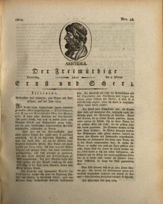 Der Freimüthige oder Ernst und Scherz (Der Freimüthige oder Unterhaltungsblatt für gebildete, unbefangene Leser) Donnerstag 9. Februar 1804