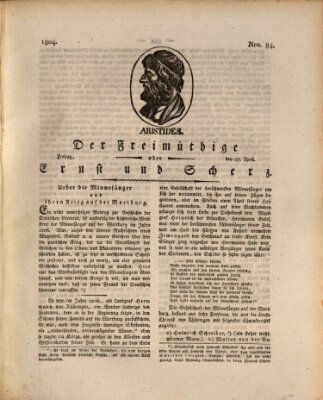 Der Freimüthige oder Ernst und Scherz (Der Freimüthige oder Unterhaltungsblatt für gebildete, unbefangene Leser) Freitag 27. April 1804