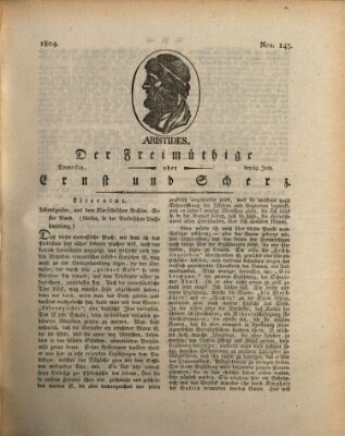 Der Freimüthige oder Ernst und Scherz (Der Freimüthige oder Unterhaltungsblatt für gebildete, unbefangene Leser) Donnerstag 19. Juli 1804