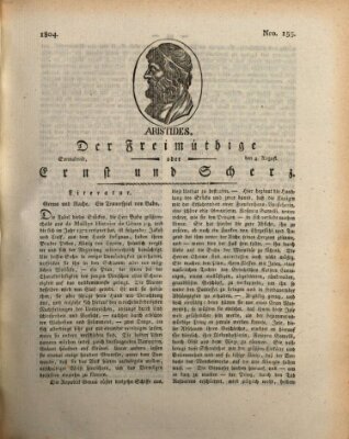 Der Freimüthige oder Ernst und Scherz (Der Freimüthige oder Unterhaltungsblatt für gebildete, unbefangene Leser) Samstag 4. August 1804