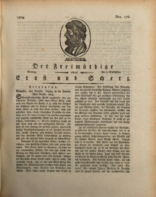 Der Freimüthige oder Ernst und Scherz (Der Freimüthige oder Unterhaltungsblatt für gebildete, unbefangene Leser) Montag 3. September 1804