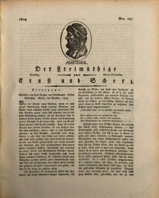 Der Freimüthige oder Ernst und Scherz (Der Freimüthige oder Unterhaltungsblatt für gebildete, unbefangene Leser) Dienstag 18. September 1804