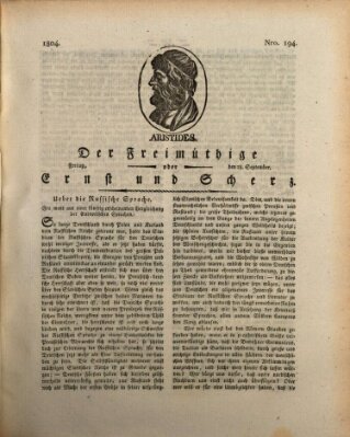 Der Freimüthige oder Ernst und Scherz (Der Freimüthige oder Unterhaltungsblatt für gebildete, unbefangene Leser) Freitag 28. September 1804