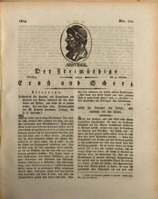 Der Freimüthige oder Ernst und Scherz (Der Freimüthige oder Unterhaltungsblatt für gebildete, unbefangene Leser) Dienstag 9. Oktober 1804