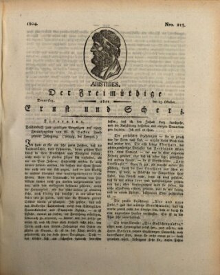 Der Freimüthige oder Ernst und Scherz (Der Freimüthige oder Unterhaltungsblatt für gebildete, unbefangene Leser) Donnerstag 25. Oktober 1804