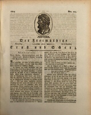 Der Freimüthige oder Ernst und Scherz (Der Freimüthige oder Unterhaltungsblatt für gebildete, unbefangene Leser) Donnerstag 8. November 1804