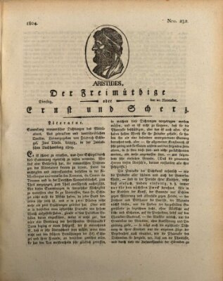 Der Freimüthige oder Ernst und Scherz (Der Freimüthige oder Unterhaltungsblatt für gebildete, unbefangene Leser) Dienstag 20. November 1804