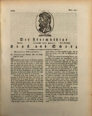 Der Freimüthige oder Ernst und Scherz (Der Freimüthige oder Unterhaltungsblatt für gebildete, unbefangene Leser) Montag 3. Dezember 1804