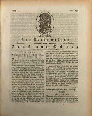 Der Freimüthige oder Ernst und Scherz (Der Freimüthige oder Unterhaltungsblatt für gebildete, unbefangene Leser) Samstag 8. Dezember 1804