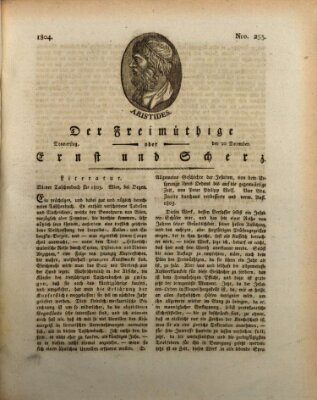 Der Freimüthige oder Ernst und Scherz (Der Freimüthige oder Unterhaltungsblatt für gebildete, unbefangene Leser) Donnerstag 20. Dezember 1804