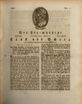 Der Freimüthige oder Ernst und Scherz (Der Freimüthige oder Unterhaltungsblatt für gebildete, unbefangene Leser) Donnerstag 10. Januar 1805