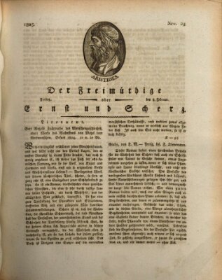 Der Freimüthige oder Ernst und Scherz (Der Freimüthige oder Unterhaltungsblatt für gebildete, unbefangene Leser) Freitag 8. Februar 1805