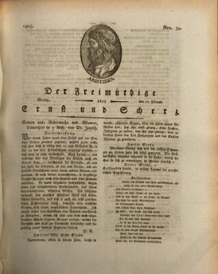 Der Freimüthige oder Ernst und Scherz (Der Freimüthige oder Unterhaltungsblatt für gebildete, unbefangene Leser) Montag 11. Februar 1805