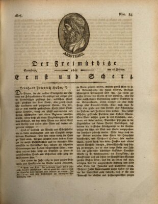 Der Freimüthige oder Ernst und Scherz (Der Freimüthige oder Unterhaltungsblatt für gebildete, unbefangene Leser) Samstag 16. Februar 1805