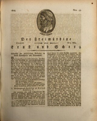 Der Freimüthige oder Ernst und Scherz (Der Freimüthige oder Unterhaltungsblatt für gebildete, unbefangene Leser) Samstag 9. März 1805