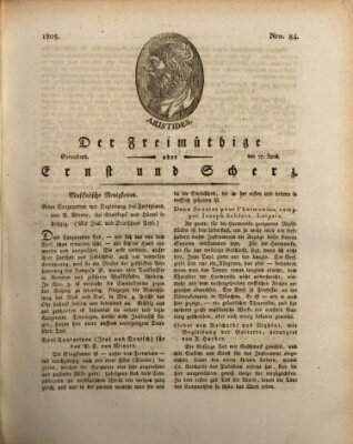 Der Freimüthige oder Ernst und Scherz (Der Freimüthige oder Unterhaltungsblatt für gebildete, unbefangene Leser) Samstag 27. April 1805