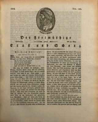 Der Freimüthige oder Ernst und Scherz (Der Freimüthige oder Unterhaltungsblatt für gebildete, unbefangene Leser) Donnerstag 30. Mai 1805