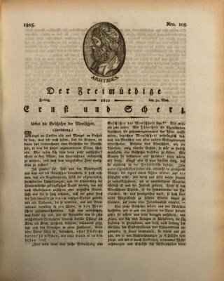 Der Freimüthige oder Ernst und Scherz (Der Freimüthige oder Unterhaltungsblatt für gebildete, unbefangene Leser) Freitag 31. Mai 1805