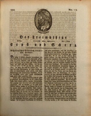 Der Freimüthige oder Ernst und Scherz (Der Freimüthige oder Unterhaltungsblatt für gebildete, unbefangene Leser) Freitag 7. Juni 1805