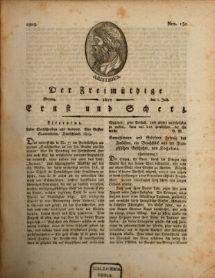 Der Freimüthige oder Ernst und Scherz (Der Freimüthige oder Unterhaltungsblatt für gebildete, unbefangene Leser) Montag 1. Juli 1805