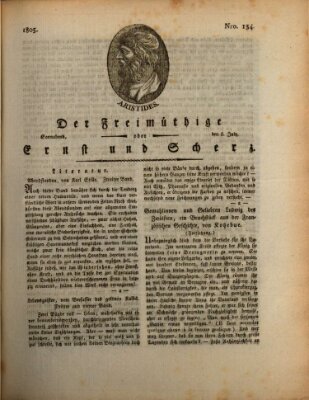 Der Freimüthige oder Ernst und Scherz (Der Freimüthige oder Unterhaltungsblatt für gebildete, unbefangene Leser) Samstag 6. Juli 1805