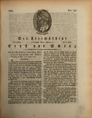 Der Freimüthige oder Ernst und Scherz (Der Freimüthige oder Unterhaltungsblatt für gebildete, unbefangene Leser) Donnerstag 11. Juli 1805