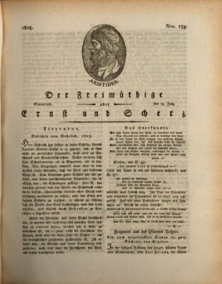 Der Freimüthige oder Ernst und Scherz (Der Freimüthige oder Unterhaltungsblatt für gebildete, unbefangene Leser) Samstag 13. Juli 1805