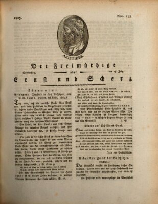 Der Freimüthige oder Ernst und Scherz (Der Freimüthige oder Unterhaltungsblatt für gebildete, unbefangene Leser) Donnerstag 18. Juli 1805