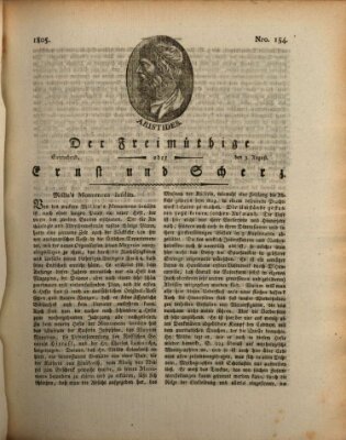 Der Freimüthige oder Ernst und Scherz (Der Freimüthige oder Unterhaltungsblatt für gebildete, unbefangene Leser) Samstag 3. August 1805