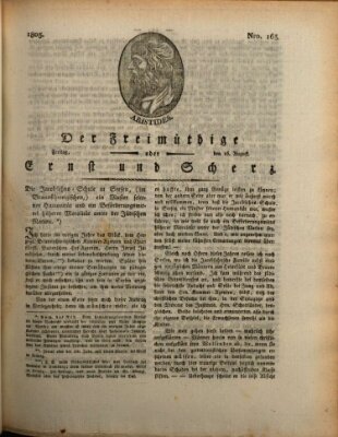 Der Freimüthige oder Ernst und Scherz (Der Freimüthige oder Unterhaltungsblatt für gebildete, unbefangene Leser) Freitag 16. August 1805