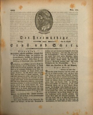 Der Freimüthige oder Ernst und Scherz (Der Freimüthige oder Unterhaltungsblatt für gebildete, unbefangene Leser) Montag 26. August 1805