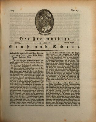 Der Freimüthige oder Ernst und Scherz (Der Freimüthige oder Unterhaltungsblatt für gebildete, unbefangene Leser) Dienstag 27. August 1805