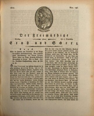 Der Freimüthige oder Ernst und Scherz (Der Freimüthige oder Unterhaltungsblatt für gebildete, unbefangene Leser) Dienstag 17. September 1805